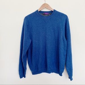 Saks Fifth Avenue Blue Crewneck 100% Cashmere Sweater